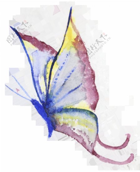 深蓝蝴蝶卡通透明装饰素材