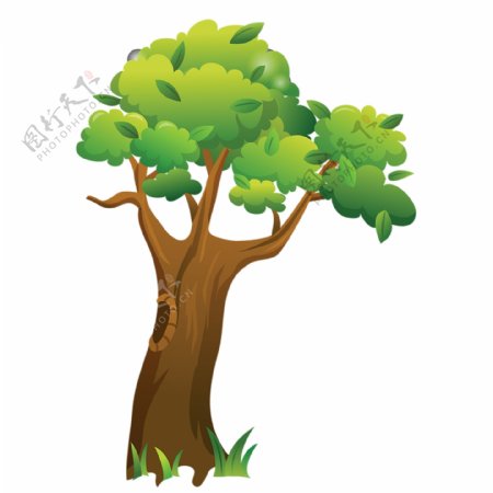 卡通环保绿树png元素素材