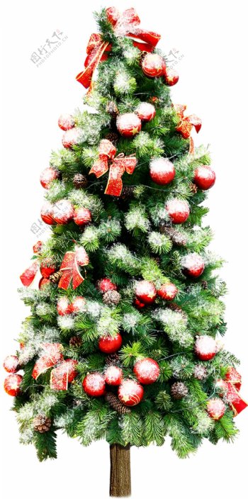挂满装饰品的圣诞树元素