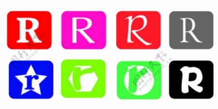 商标R元素艺术字母素材创意装饰集合
