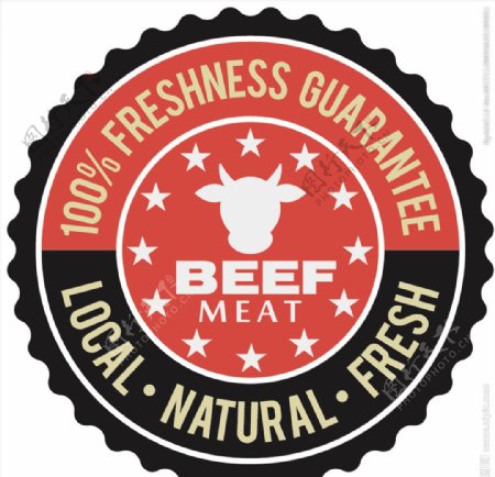 黑色新鲜牛肉促销标签矢量素材