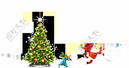 卡通圣诞树及圣诞老人装饰素材