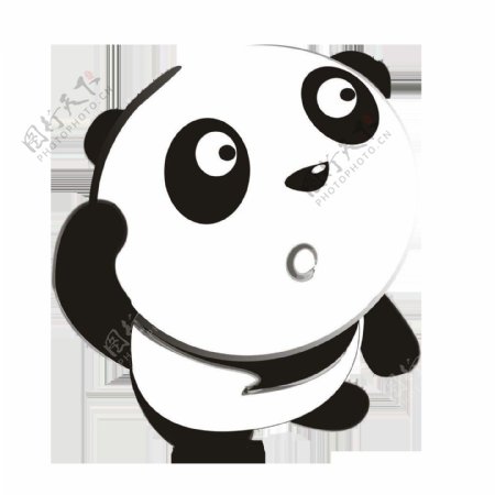 卡通黑色熊猫png元素素材