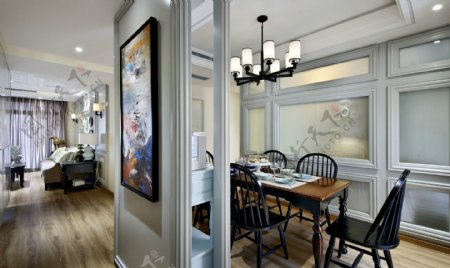 现代客厅米色背景墙室内装修效果图