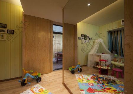 现代简约儿童房木地板室内装修效果图