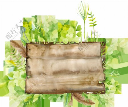 植物木板卡通透明素材