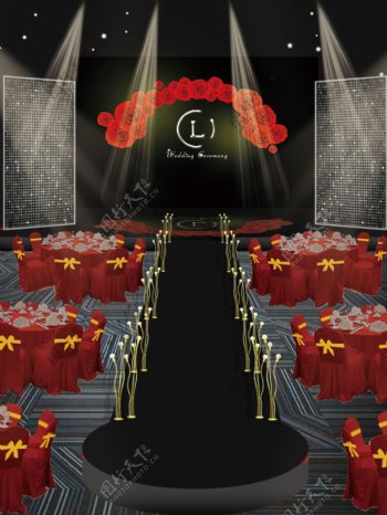 浪漫黑红色唯美婚礼效果图设计