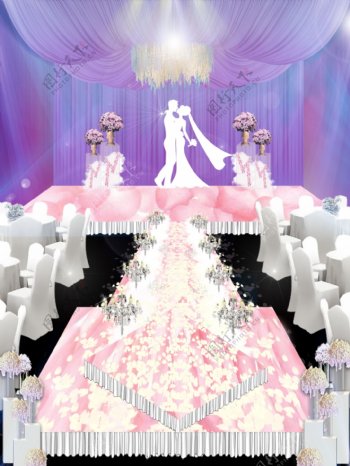 梦幻粉色鲜花台婚礼效果图设计