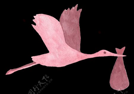粉色天鹤透明装饰素材