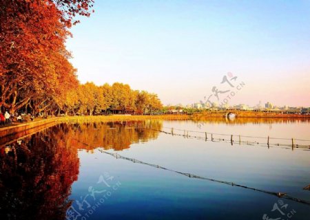 夕阳下的河道风景