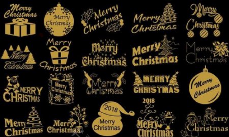 金色2018年圣诞标志设计矢量元素