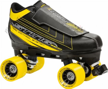黑色黄色搭配溜冰鞋免抠png透明素材