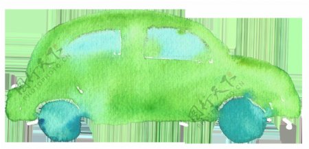 绿色水彩轿车透明装饰素材