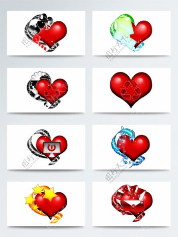 情人节红色心形创意图标元素