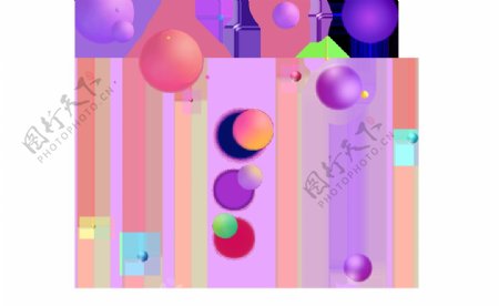 梦幻紫色粉色绿色泡泡png元素