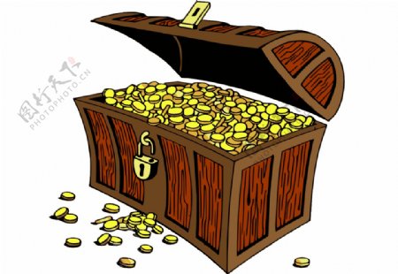 木质钱箱金币元素