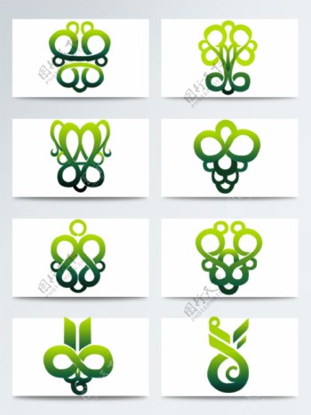 绿色镂空创意设计图标素材