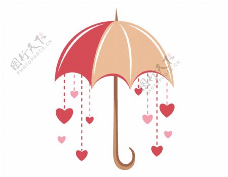 卡通爱心雨伞png元素