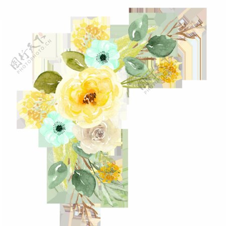 手绘鲜花色花卉PNG透明素材