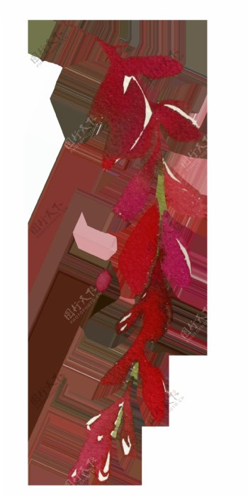 手绘鲜红色的叶子PNG透明素材