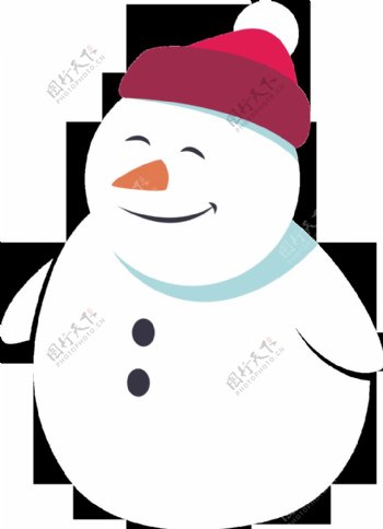 戴着帽子微笑的雪人透明素材