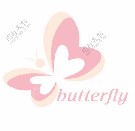 蝴蝶蝶泳logo粉色印刷