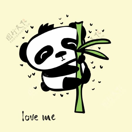 可爱熊猫吃竹子卡通素材