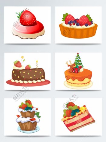高清免扣手绘水彩蛋糕甜品PNG素材