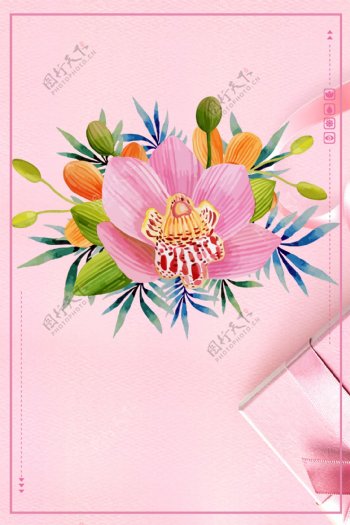 粉色春季新品上市海报背景设计