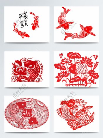 春节红色剪纸装饰图案