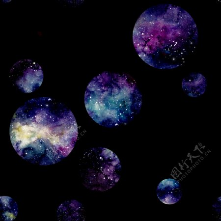 手绘紫色星空月球png透明素材