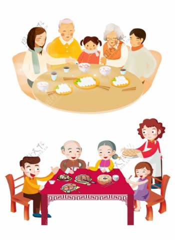 团圆团聚老人饺子喜庆全家吃饭聚餐