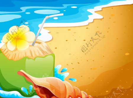 美丽的沙滩风景插画
