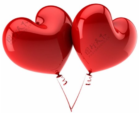 2个红色爱心气球素材