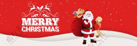 2018年圣诞节快乐促销圣诞老人红色白雪