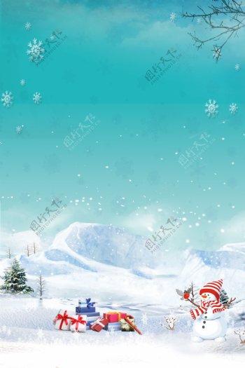 喜庆圣诞节雪人背景