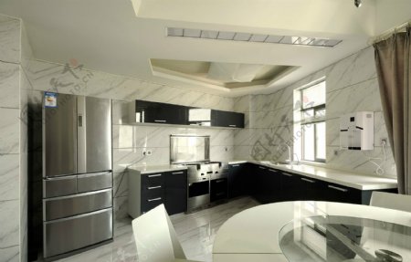 简约厨房灰色橱柜装修室内效果图
