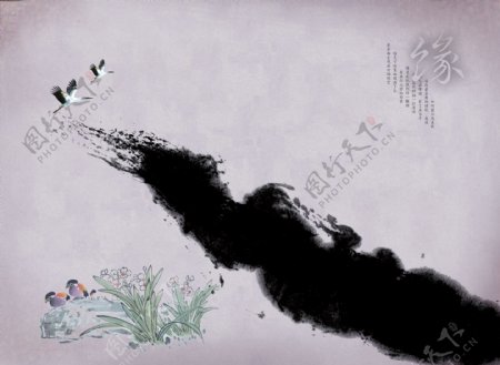 简约中国风水墨海报背景设计