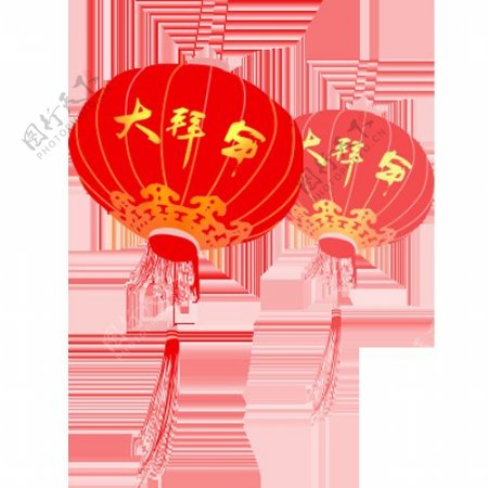 喜庆欢度春节红色灯笼节日元素