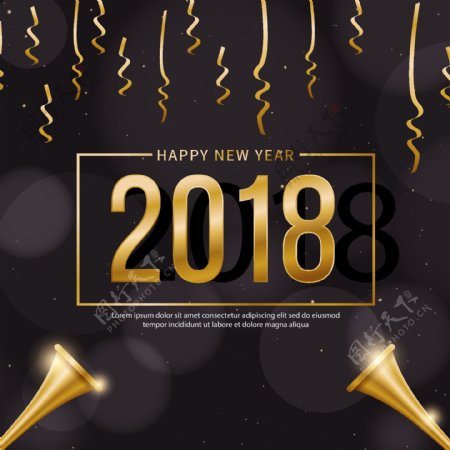 金色和黑色2018新年背景
