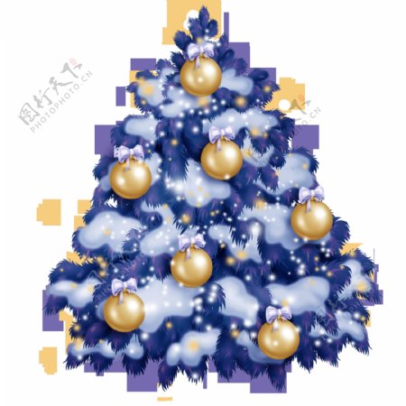 深紫色圣诞树png透明素材