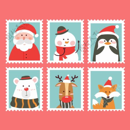 圣诞邮票素材