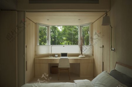 小户型现代卧室书房一体效果图