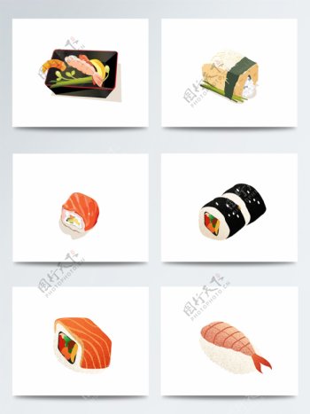 彩色手绘日式寿司素材