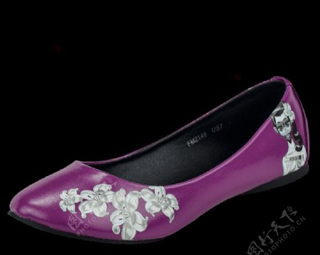 紫色花纹舞鞋png元素