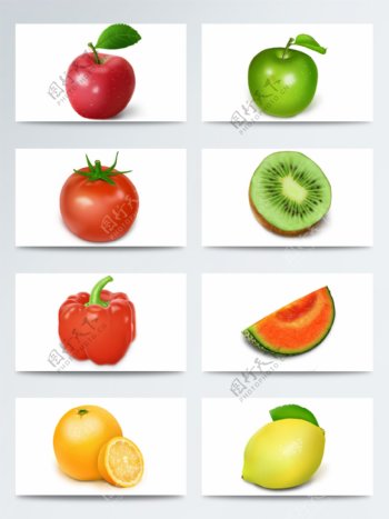 不同种类水果高清立体图标素材