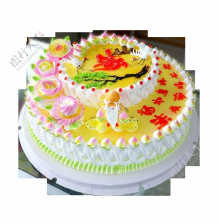 双层花朵生日蛋糕素材