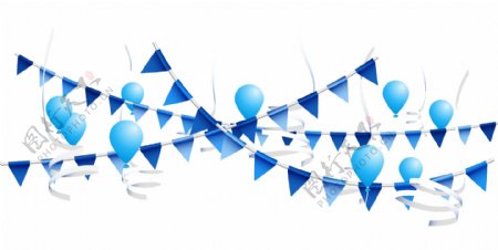 蓝色气球装饰挂饰图案png素材