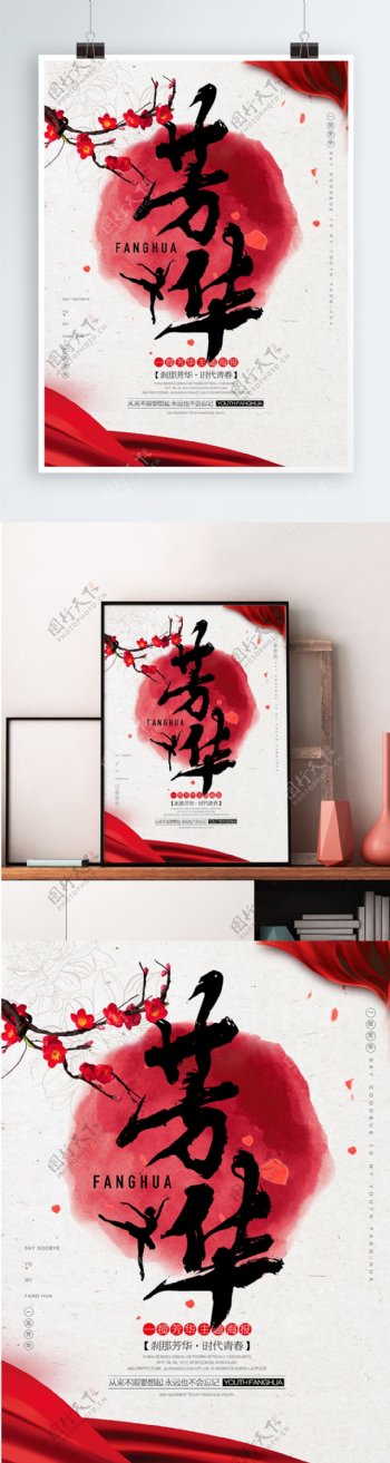 中国风简约唯美芳华青春电影宣传海报