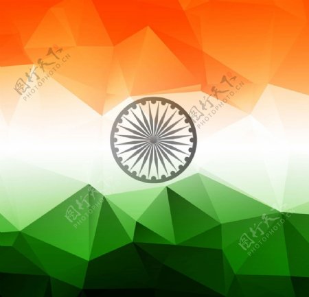 印度国旗多边形背景